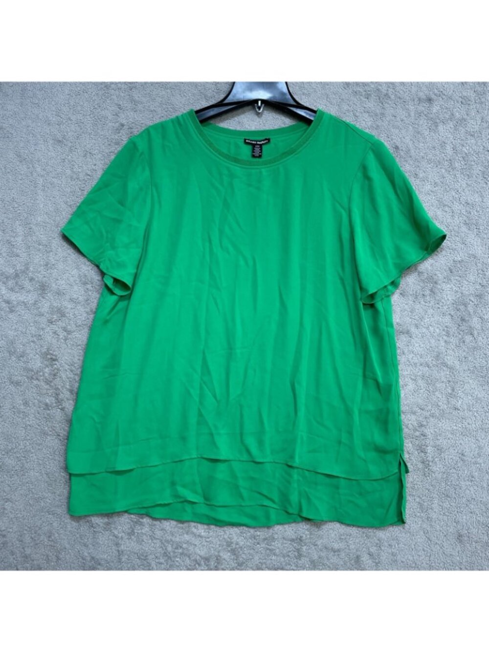 NWT Hilary Radley Women's L Green Layered Short Sleeve Blouse Chiffon B1330 - Picture 5 of 14